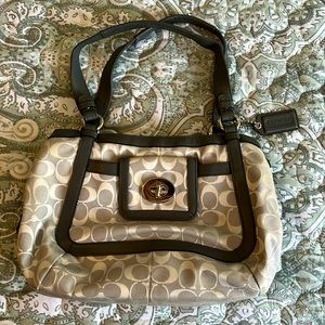 Coach light grey/ dark grey trim purse